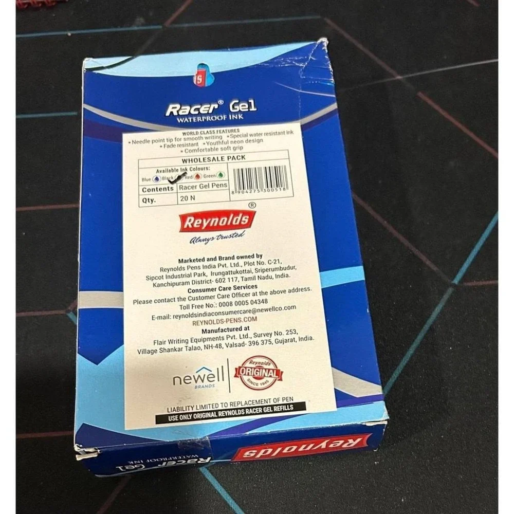 Reynolds Racer Gel Pens Black Waterproof Ink 20 Count Fine Point Pens